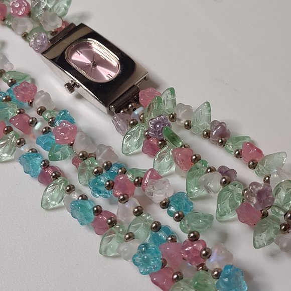 7.5 And 7 Inch Colorful Layered Glass Bead Watch And Bracelet Set - Picture 7 of 14
